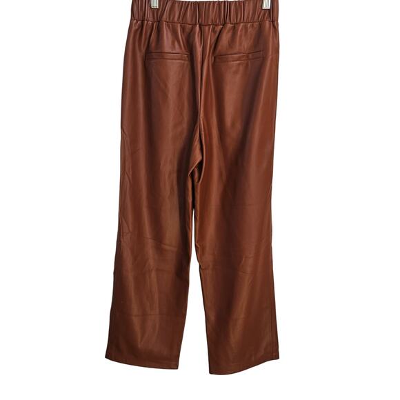 BlankNYC Brown When Its Love Faux Leather Wide Leg Pull On Pants Size S NWT Crop - Picture 3 of 12